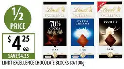 Supabarn Lindt excellence chocolate blocks offer