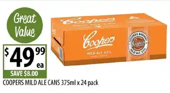 Supabarn Coopers mild ale cans offer