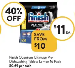 Foodworks Finish Quantum Ultimate Pro Dishwashing Tablets Lemon offer