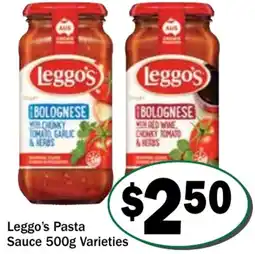 Friendly Grocer Leggo's Pasta Sauce Varieties offer