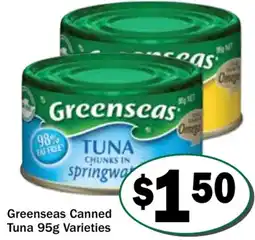 Friendly Grocer Greenseas Canned Tuna Varieties offer
