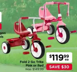 Toyworld Fold 2 Go Trike Pink or Red offer