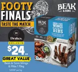 Drakes Beak & Sons Wings & Ribs offer