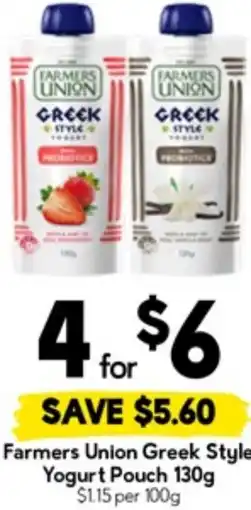 Drakes Farmers Union Greek Style Yogurt Pouch offer