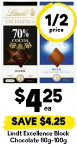 Drakes Lindt Excellence Block Chocolate offer