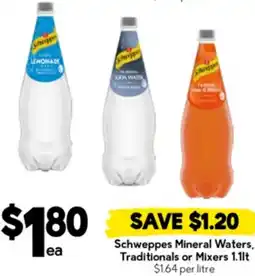 Drakes Schweppes Mineral Waters, Traditionals or Mixers offer