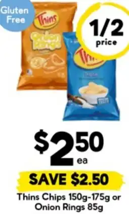 Drakes Thins Chips or Onion Rings offer