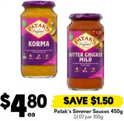 Drakes Patak's Simmer Sauces offer