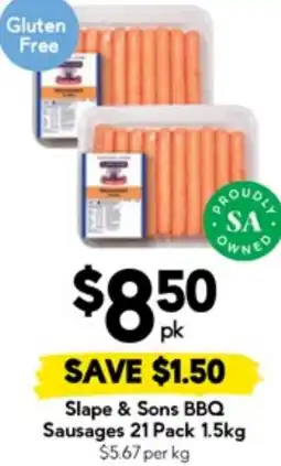 Drakes Slape & Sons BBQ Sausages 21 Pack offer