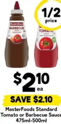 Drakes MasterFoods Standard Tomato or Barbecue Sauce offer