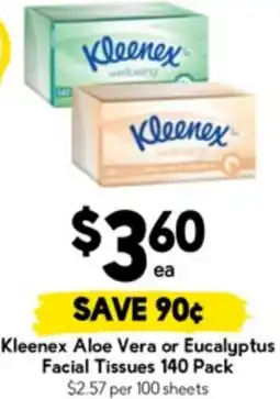 Drakes Kleenex Aloe Vera or Eucalyptus Facial Tissues offer