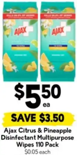 Drakes Ajax Citrus & Pineapple Disinfectant Multipurpose Wipes offer