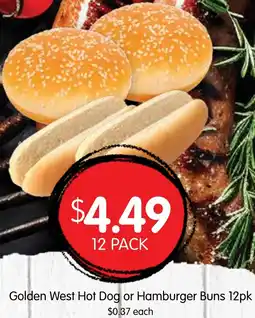 Spudshed Golden West Hot Dog or Hamburger Buns offer