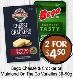 Spudshed Bega Cheese & Cracker or Mainland On The Go Varieties offer