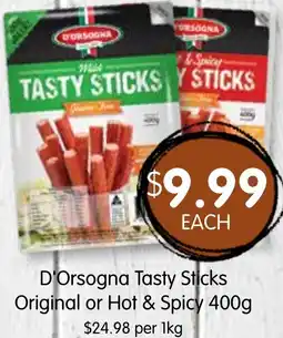 Spudshed D'Orsogna Tasty Sticks Original or Hot & Spicy offer
