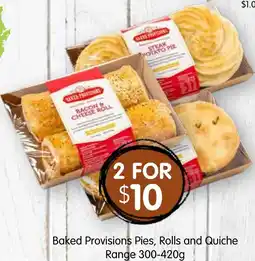 Spudshed Baked Provisions Pies, Rolls and Quiche Range offer
