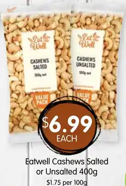 Spudshed Eatwell Cashews Salted or Unsalted offer