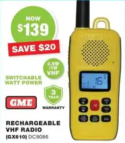 Road Tech Marine Rechargeable vhf radio offer