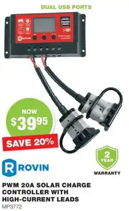 Road Tech Marine Pwm 20a solar charge controller with high-current leads offer