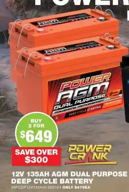 Road Tech Marine 12v 135ah agm dual purpose deep cycle battery offer