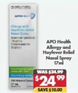 Pharmacy4Less APO Health Allergy and Hayfever Relief Nasal Spray offer