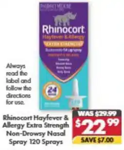 Pharmacy4Less Rhinocort Hayfever & Allergy Extra Strength Non-Drowsy Nasal Spray offer