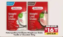 Pharmacy4Less Naturopathica Fat Blaster Weight Loss Shake Vanilla or Chocolate offer