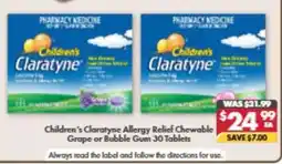 Pharmacy4Less Children's Claratyne Allergy Relief Chewable Grape or Bubble Gum offer