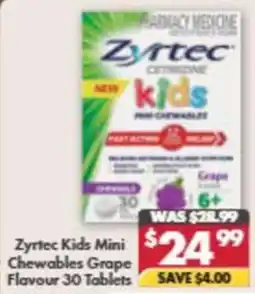 Pharmacy4Less Zyrtec Kids Mini Chewables Grape Flavour offer