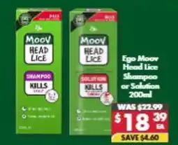 Pharmacy4Less Ego Moov Head Lice Shampoo or Solution offer