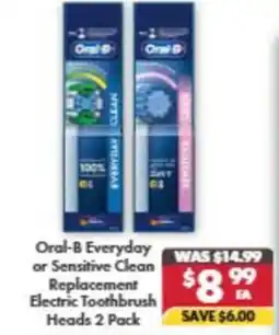 Pharmacy4Less Oral-B Everyday or Sensitive Clean Replacement Electric Toothbrush Heads offer