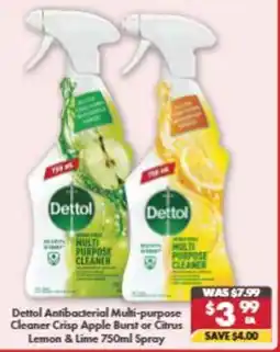 Pharmacy4Less Dettol Antibacterial Multi-purpose Cleaner Crisp Apple Burst or Citrus Lemon & Lime Spray offer