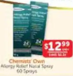 WHOLELIFE catalogue Chemists Own Allergy Relief Nasal Spray offer