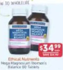 WHOLELIFE catalogue Ethical Nutrients Mega Magnesium Women's Balance offer