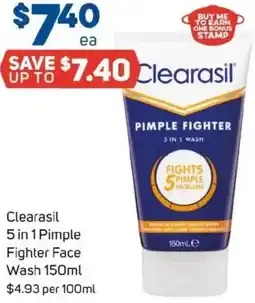 Foodland Clearasil 5 in 1 Pimple Fighter Face Wash offer