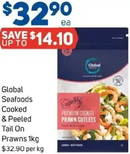 Foodland Global Seafoods Cooked & Peeled Tail On Prawns offer