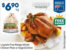 Foodland Lilydale Free Range Whole Chicken Plain or Sage & Onion offer