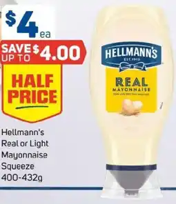 Foodland Hellmann's Real or Light Mayonnaise Squeeze offer