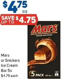 Foodland Mars or Snickers Ice Cream Bar offer