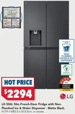 Harvey Norman LG Slim French-Door Fridge with Non- Plumbed Ice & Water Dispenser offer
