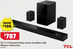 Harvey Norman TCL 7.1.4-Channel Dolby Atmos Soundbar with Wireless Subwoofer offer