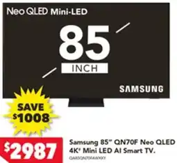 Harvey Norman Samsung 85" Neo QLED 4K Mini LED Al Smart TV offer
