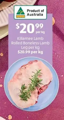 ALDI Killarnee Lamb Rolled Boneless Lamb offer