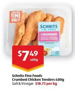 ALDI Schnits Fine Foods Crumbed Chicken Tenders offer