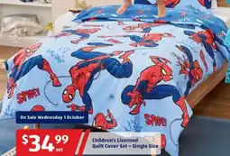 ALDI Children's Licensed Quilt Cover Set - Single Size offer