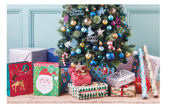 Woolworths christmas wrapping paper 3m pk 3, jumbo 12m or foil print 5m