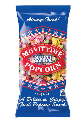 Woolworths Movietime popcorn multi coloured 150g offer