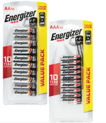 Woolworths Energizer max aa pk 16 or aaa pk 14 offer