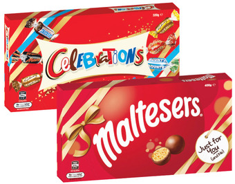 Woolworths Mars celebrations 320g or maltesers or maltesers dark gift box 360-400g offer