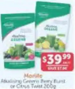 WHOLELIFE catalogue Morlife Alkalising Greens Berry Burst or Citrus Twist offer